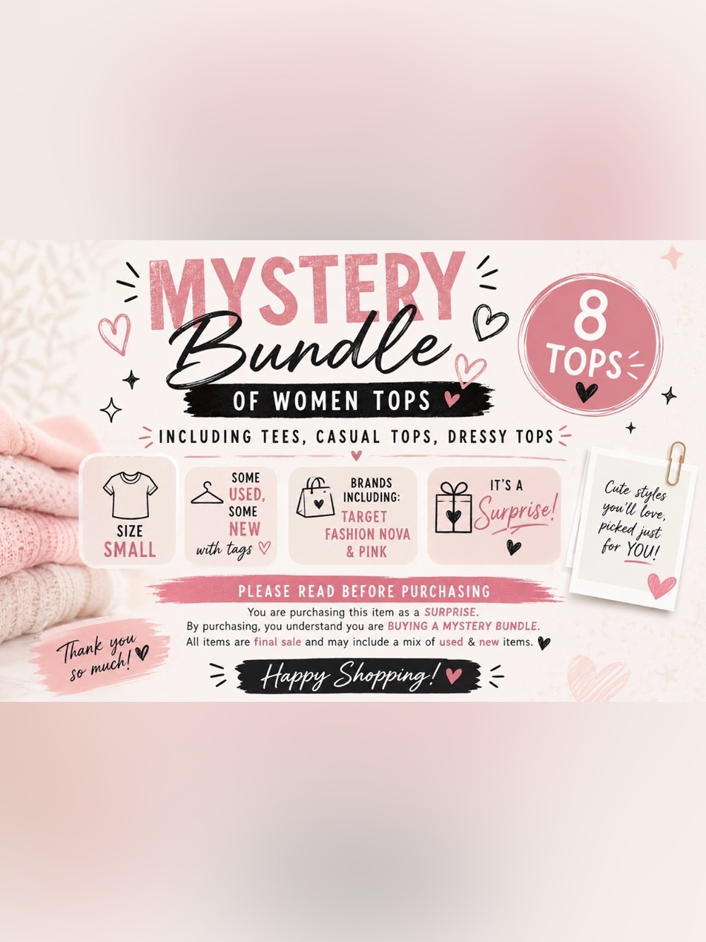 Mystery Bundle of Women's Tops - Mix of USED & NWT (Size Small)